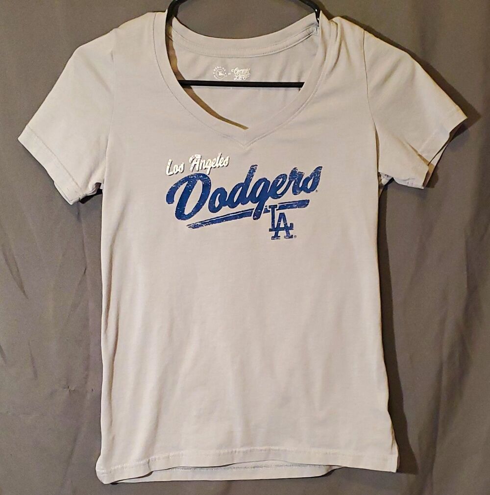 Campus Lifestyle Los Angeles Dodgers MLB V-Neck T-Shirt Gray/Blue Size S